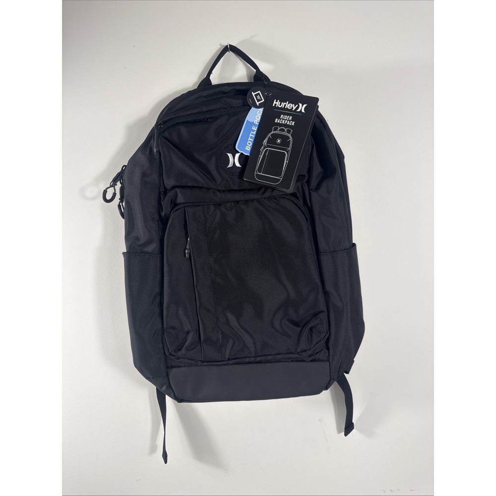 Hurley Rider Black Backpack Scratch Resistant Valuables Pocket Laptop